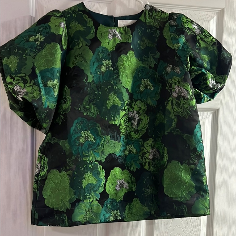 Tuckernuck Green Floral Puff-Sleeve Blouse Pomander Place